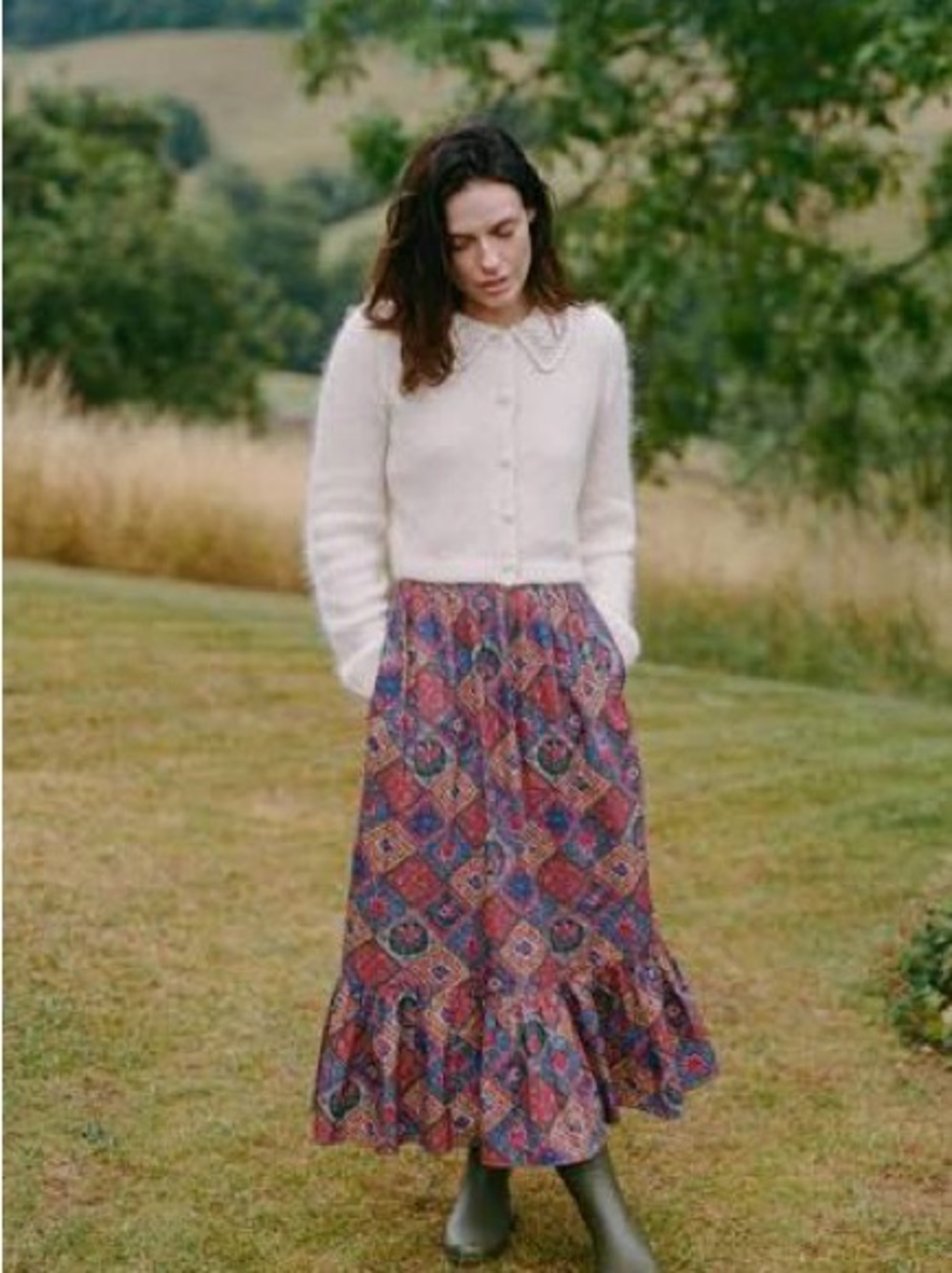 Christy Dawn Mariana Skirt in Ruby Patchwork Medium
